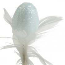 Uova di Pasqua artificiali su stecco uovo decorazione pastello con piume H4cm 18pz
