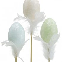 Uova di Pasqua artificiali su stecco uovo pastello Decorazione pasquale H6cm 6pz
