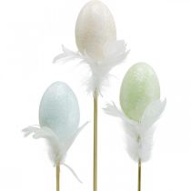 Prodotto Uova di Pasqua artificiali su stecco uovo pastello Decorazione pasquale H6cm 6pz