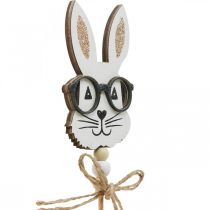 Coniglietto a forma di fiore con occhiali legno glitter 4×7,5cm 12pz