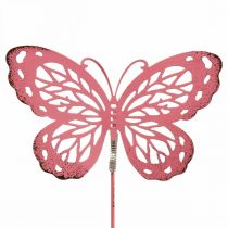 Paletto da giardino farfalla in metallo rosa H30cm 6 pezzi