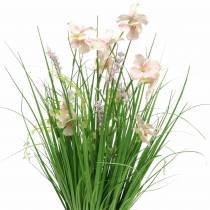 Bouquet in piedi decorativo con fiori di campo rosa artificiale 51 cm