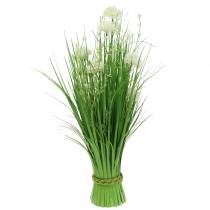 Mazzo di fiori in piedi decorativo con fiori di prato verde, bianco artificiale 51 cm
