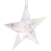 Prodotto Stelle decorative in acrilico trasparente iridescente, decorazioni per albero di Natale, 9 cm, 6 pezzi