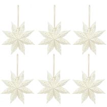 Prodotto Ganci decorativi a forma di fiocco di neve a forma di stella, in carta bianca, Ø20 cm, set da 6
