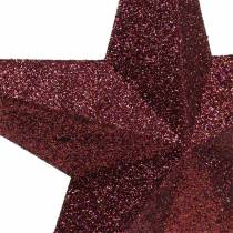 Prodotto Appendino decorativo stella glitter bordeaux 21 cm 2 pezzi