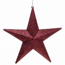 Prodotto Appendino decorativo stella glitter bordeaux 21 cm 2 pezzi