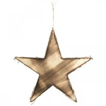 Addobbi per albero di Natale in legno stella natura, fiammato H25cm
