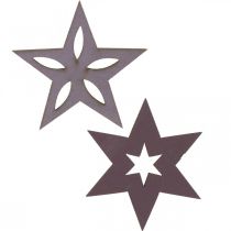 Prodotto Stelle di legno decorative stelle di Natale viola autoadesive 4cm mix 36 pezzi