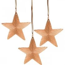 Ciondolo stella, decorazione natalizia, decorazione in metallo color rame 9,5 × 9,5 cm 3 pezzi