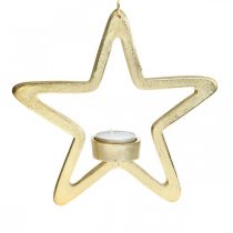 Prodotto Portacandelina decorativo a stella da appendere in metallo dorato 20 cm