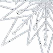 Stella di ghiaccio decorativa da appendere trasparente, glitter 24,5 cm 6 pezzi