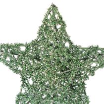 Prodotto Set di stelle decorative in filo metallico verde, due misure, 10 cm, 12 pezzi