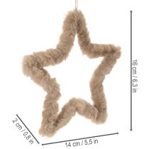 Prodotto Decorazione a forma di stella in pelliccia sintetica da appendere, 30 cm, 3 pezzi