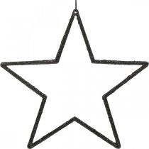 Decorazione natalizia ciondolo stella glitter nero 17,5 cm 9 pezzi