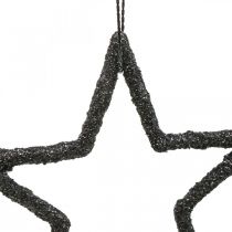 Decorazione natalizia ciondolo stella glitter nero 7,5cm 40p