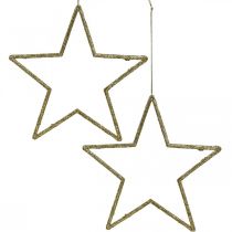 Ciondolo stella decorazione natalizia glitter oro 12cm 12pz