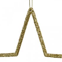 Ciondolo stella decorazione natalizia glitter oro 12cm 12pz