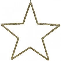 Decorazione natalizia ciondolo stella glitter dorato 17,5 cm 9 pezzi