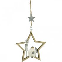 Appendiabiti decorativo in legno stella decorazione natalizia Ø13,5 cm 4 pezzi
