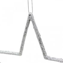 Prodotto Ciondolo stella decorazione natalizia argento glitter 17,5 cm 9 pz