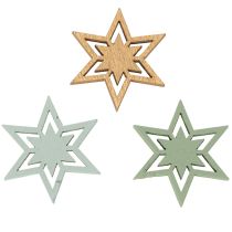 Prodotto Assortimento di stelle decorative in legno per decorazioni da tavola e lavori creativi, 3 cm, 72 pezzi