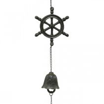 Campanello decorativo vintage del volante del rimorchio, campanello a vento in ghisa L50cm