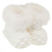 Prodotto Stivali con stivali di pelliccia Decorazione albero di Natale bianco 7 cm 2 pezzi