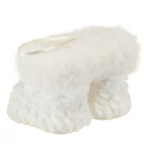 Prodotto Stivali con stivali di pelliccia Decorazione albero di Natale bianco 7 cm 2 pezzi