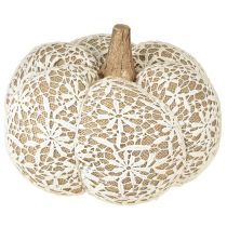 Prodotto Decorazione zucca in tessuto, pizzo di iuta, bianco/beige, decorazione vintage Ø18cm