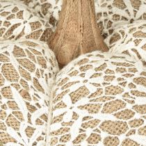 Prodotto Decorazione zucca in tessuto, pizzo di iuta, bianco/beige, decorazione vintage Ø18cm