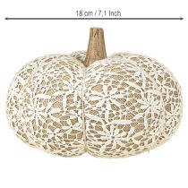 Prodotto Decorazione zucca in tessuto, pizzo di iuta, bianco/beige, decorazione vintage Ø18cm