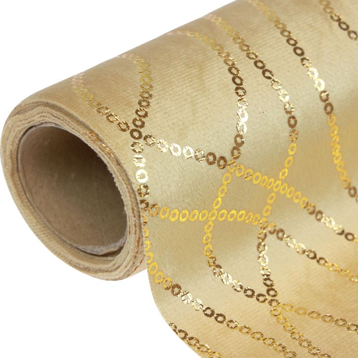 Prodotto Runner da tavolo beige catene oro runner da tavolo in velluto 28×270 cm