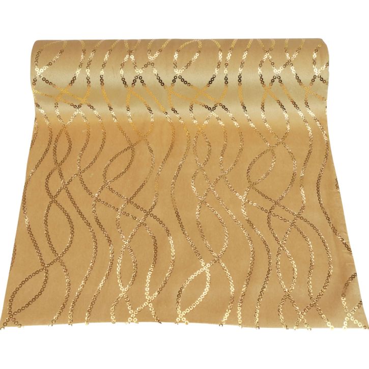 Prodotto Runner da tavolo beige catene oro runner da tavolo in velluto 28×270 cm