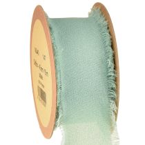 Prodotto Nastro in tessuto decorativo con frange verde salvia 40mm 15m