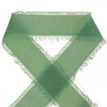 Prodotto Nastro in tessuto nastro decorativo con frange verde salvia 40mm 15m
