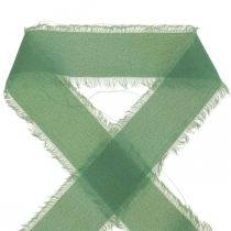 Prodotto Nastro decorativo in tessuto con frange verde salvia 40mm 15m