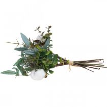 Prodotto Bouquet di fiori artificiali, verde e bianco, decorazione invernale, 33 cm, artificiale