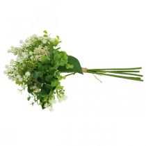 Prodotto Bouquet decorativo di fiori artificiali, verde e bianco, lungo 36 cm, decorazione floreale artificiale per tavolo, vaso e davanzale, eucalipto e fiori