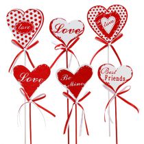 Prodotto Spina per bouquet a forma di cuore, San Valentino, decorazione floreale H6cm 6 pz