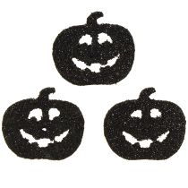 Prodotto Decorazione a dispersione Decorazione zucca di Halloween 4 cm nera, glitter 72 pz