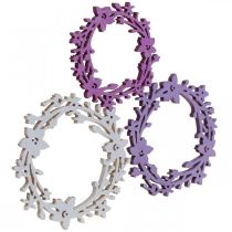 Decorazione sparsa ghirlanda di fiori in legno parti sparse primavera colorata Ø3-5cm 24p