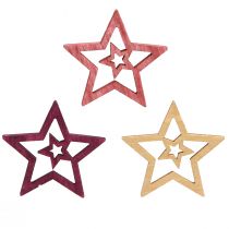 Prodotto Decorazione sparsa stelle in legno rosa bacca naturale Ø4cm 72 pz