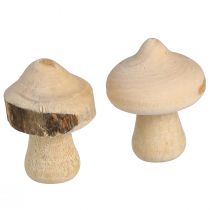 Prodotto Decorazione sparsa mini funghi decorazione in legno naturale con corteccia Ø2cm 36 pz