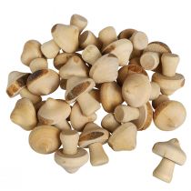 Prodotto Decorazione sparsa mini funghi decorazione in legno naturale con corteccia Ø2cm 36 pz