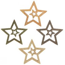 Prodotto Decorazione sparsa Stelle di Natale in legno 4 colori Ø4cm 72 pz