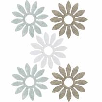 decorazioni da spargere fiore marrone, grigio chiaro, fiori di legno bianchi per spargere 144p