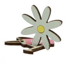 Prodotto Decorazione sparsa fiori di legno lumache annaffiatoio rosa 4 cm 36 pezzi