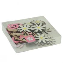 Prodotto Decorazione sparsa fiori in legno lumache annaffiatoio rosa 4 cm 36 pz