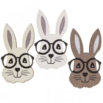 Decoro a dispersione coniglio in legno con occhiali marrone bianco cm 2,5×4,5 48 p